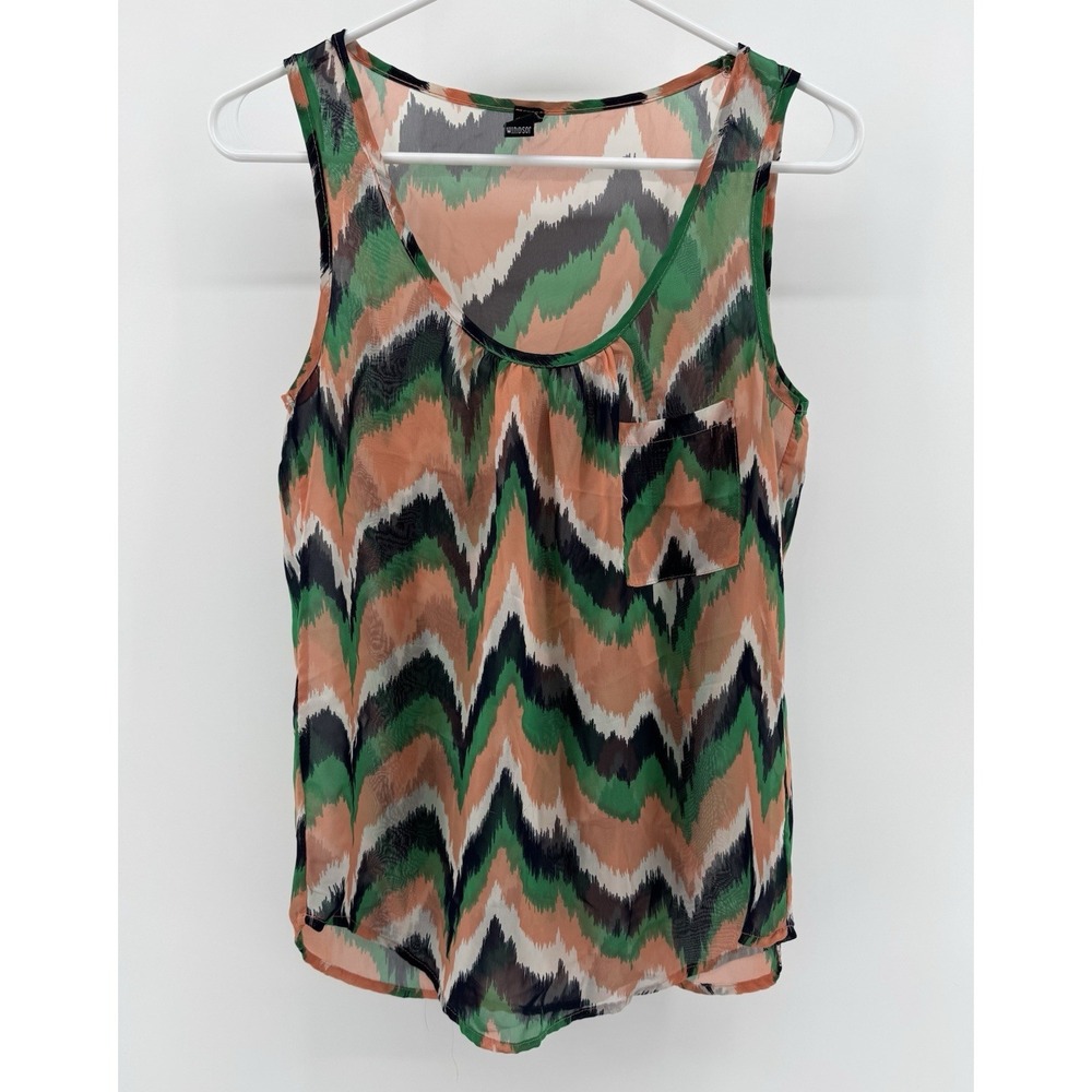 Windsor Women's Floral Tank Top Blouse‎ Multicolor Striped Casual Size Small